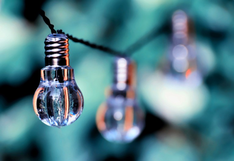 Light bulbs green background